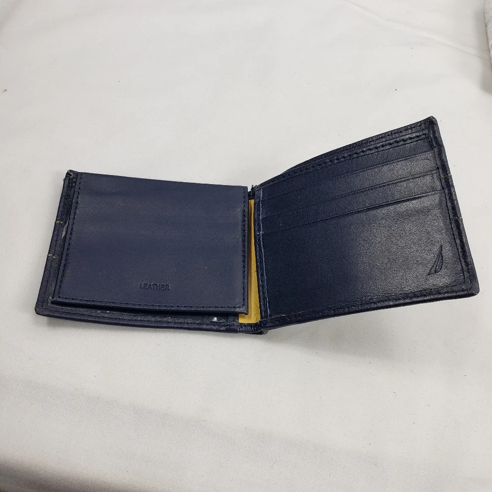 Nautica Leather Blue Bifold Wallet Unisex